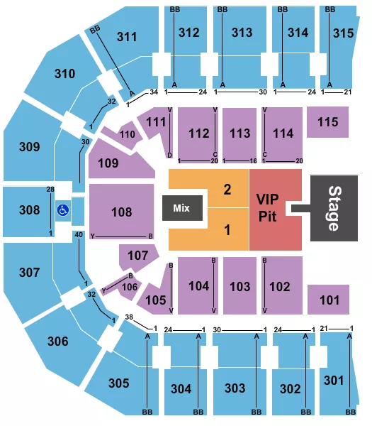 seating chart for John Paul Jones Arena - Cody Johnson - eventticketscenter.com