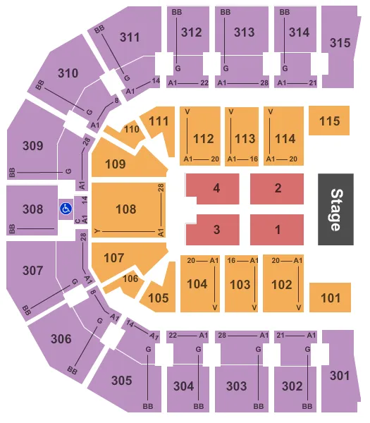 seating chart for John Paul Jones Arena - End Stage - eventticketscenter.com
