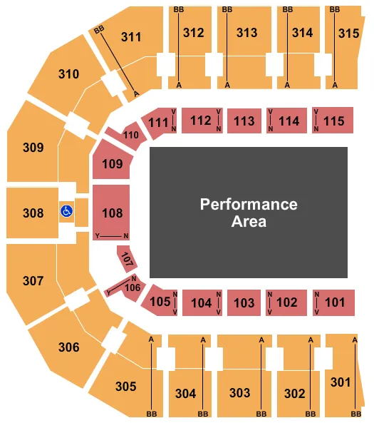 seating chart for John Paul Jones Arena - Open Floor - eventticketscenter.com