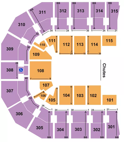 seating chart for John Paul Jones Arena - Rodeo - eventticketscenter.com