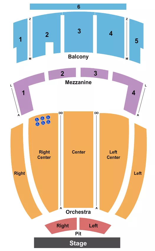 seating chart for Johnny Mercer Theatre - Endstage Pit Left/Right - eventticketscenter.com