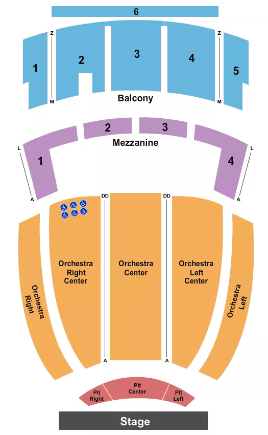 seating chart for Johnny Mercer Theatre - Endstage Pit - eventticketscenter.com