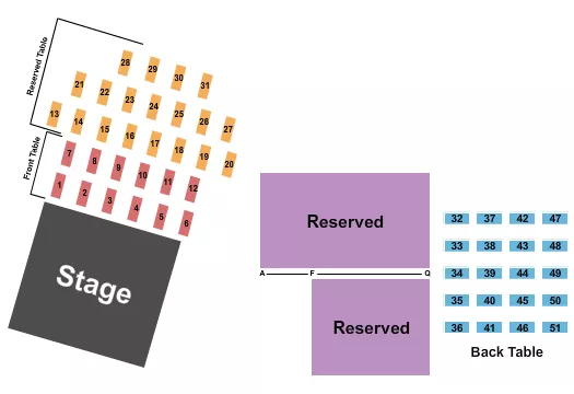 seating chart for Johnny's Steaks & Bar-Be-Que - Salado - Endstage Tables 3 - eventticketscenter.com