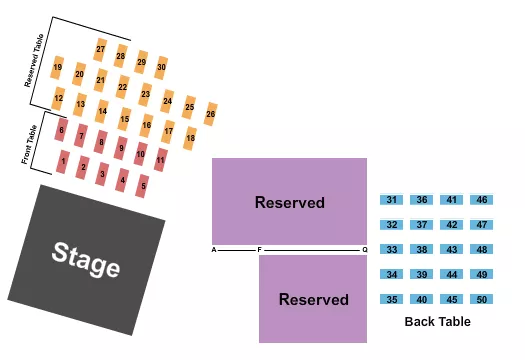 seating chart for Johnny's Steaks & Bar-Be-Que - Salado - Endstage Tables 5 - eventticketscenter.com