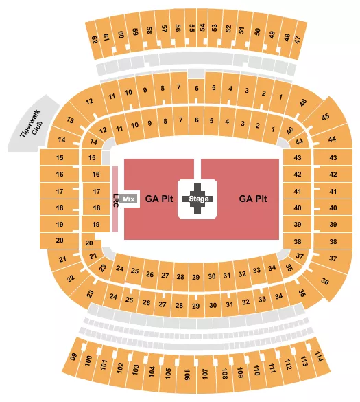seating chart for Jordan-Hare Stadium - Zach Bryan - eventticketscenter.com