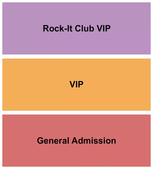 GA/VIP/Club Seating Chart at Julian B Lane Riverfront Park. The chart shows the main floor/stage with seating options surrounding it, which are color coded