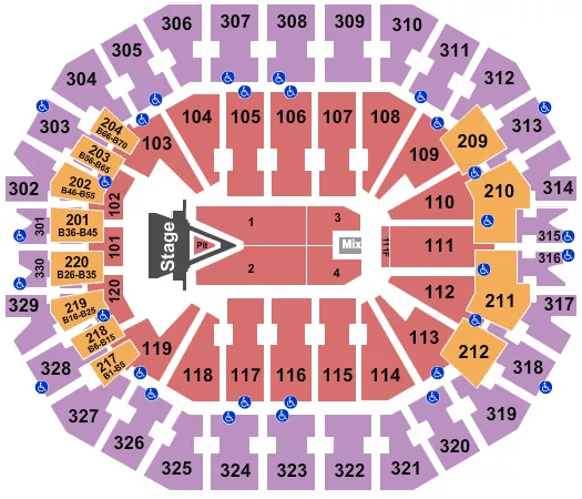 seating chart for KFC Yum! Center - Aerosmith 2024 - eventticketscenter.com