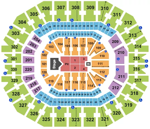 seating chart for KFC Yum! Center - Cody Johnson - eventticketscenter.com