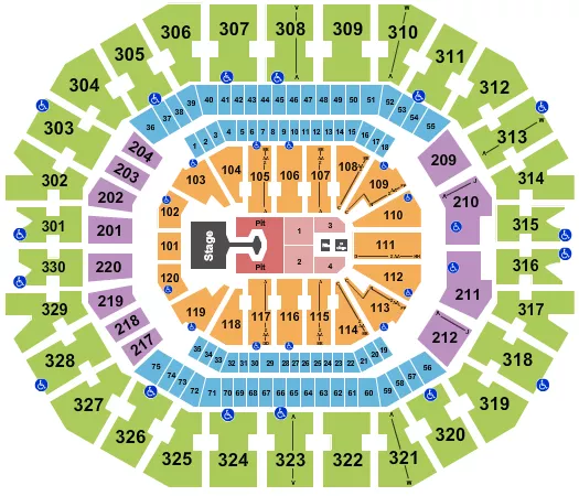 seating chart for KFC Yum! Center - Disturbed - eventticketscenter.com