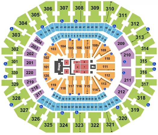 seating chart for KFC Yum! Center - Dude Perfect - eventticketscenter.com