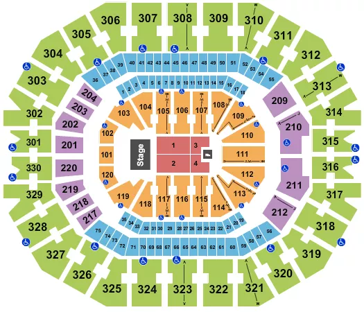 seating chart for KFC Yum! Center - Endstage 3 - eventticketscenter.com