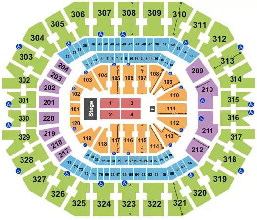 seating chart for KFC Yum! Center - Endstage 5 - eventticketscenter.com