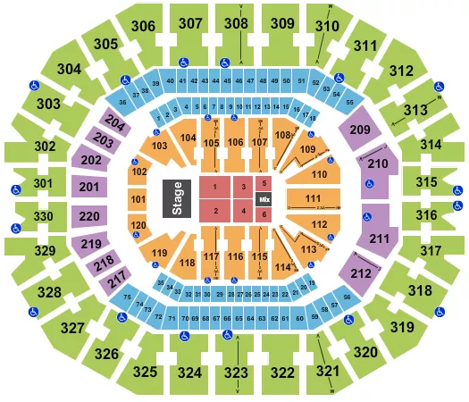 seating chart for KFC Yum! Center - Endstage 6 - eventticketscenter.com
