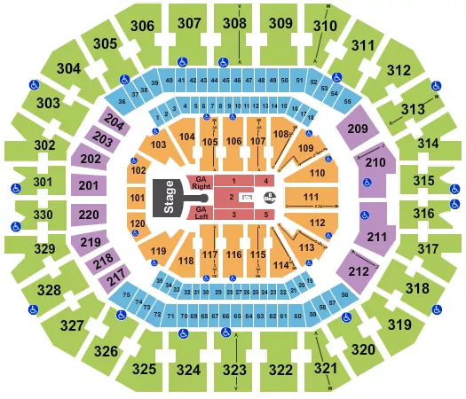 seating chart for KFC Yum! Center - Greta Van Fleet - eventticketscenter.com