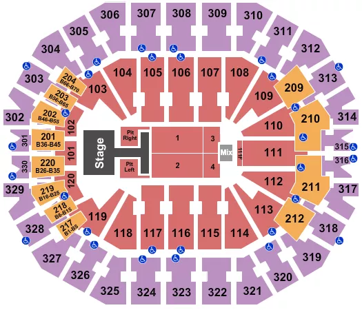 seating chart for KFC Yum! Center - Old Dominion - eventticketscenter.com