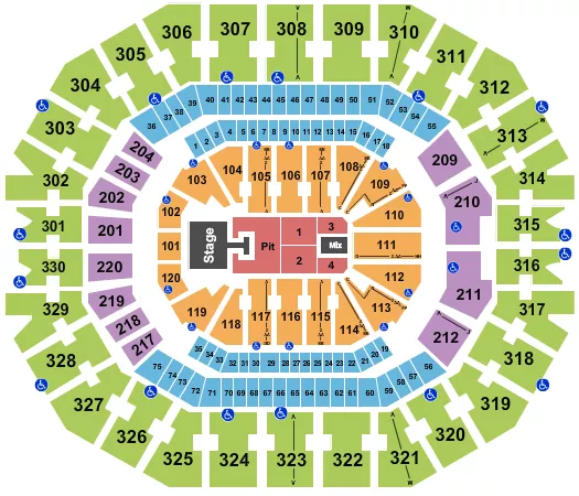 seating chart for KFC Yum! Center - Riley Green - eventticketscenter.com