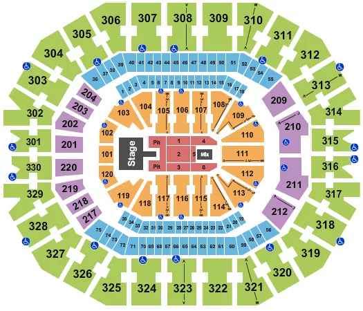 seating chart for KFC Yum! Center - Thomas Rhett - eventticketscenter.com