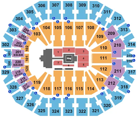 seating chart for KFC Yum! Center - WWE-2 - eventticketscenter.com