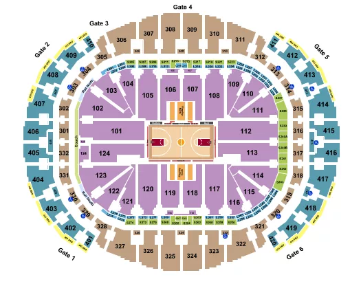 seating chart for Kaseya Center - Basketball Rows - eventticketscenter.com