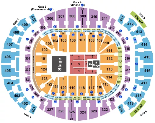 seating chart for Kaseya Center - Endstage with B Stage - eventticketscenter.com