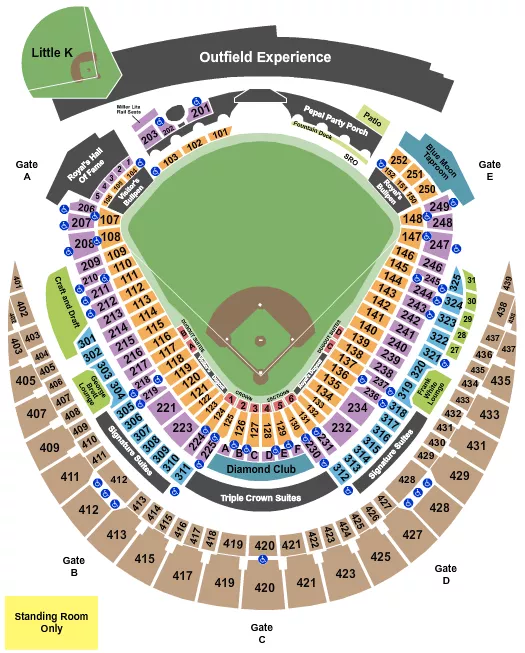 seating chart for Kauffman Stadium - Baseball - eventticketscenter.com