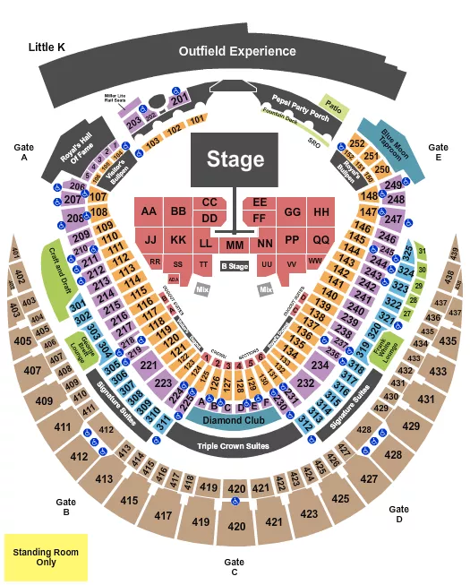 seating chart for Kauffman Stadium - Post Malone - eventticketscenter.com