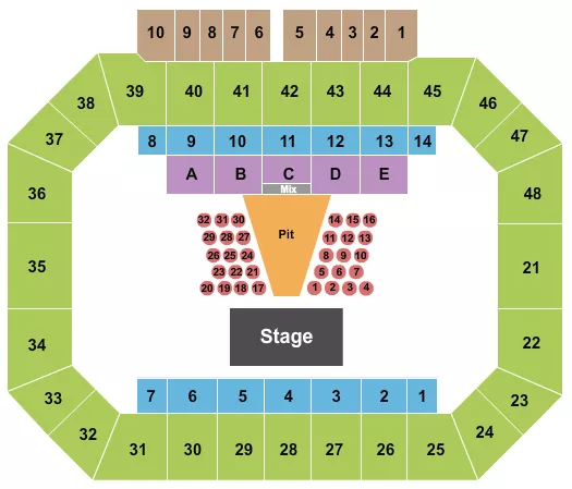 seating chart for Kay Yeager Coliseum - Endstage Pit & Tables - eventticketscenter.com
