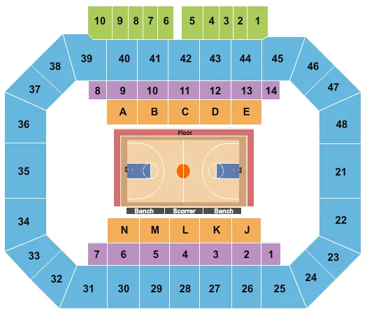 seating chart for Kay Yeager Coliseum - Harlem Globetrotters - eventticketscenter.com