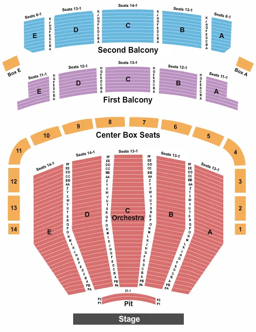 seating chart for Keller Auditorium - Endstage Pit - eventticketscenter.com