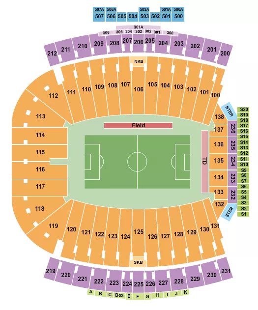 seating chart for Kenan Memorial Stadium - Soccer - eventticketscenter.com