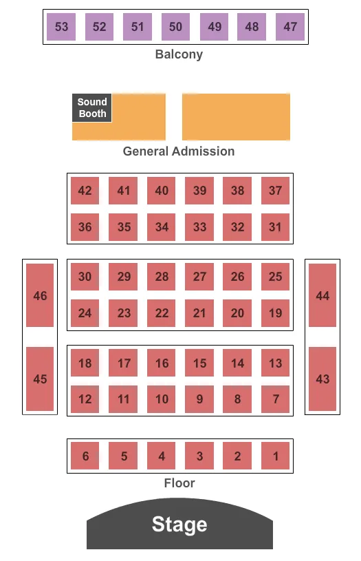 seating chart for Key West Theater - Endstage - eventticketscenter.com