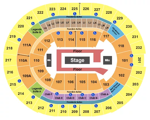 seating chart for Kia Center - Center Stage GA Floor - eventticketscenter.com