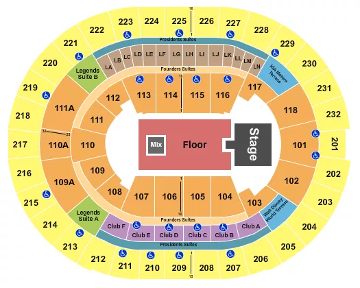 seating chart for Kia Center - Endstage GA Floor with Catwalk - eventticketscenter.com
