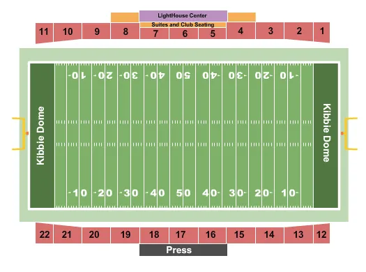 seating chart for Kibbie Dome - Football - eventticketscenter.com