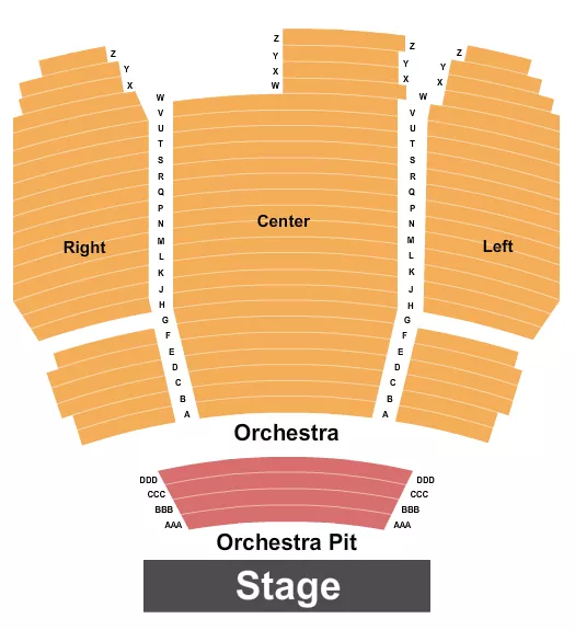 seating chart for Kingsbury Hall - Endstage Pit - Orchestra Only - eventticketscenter.com