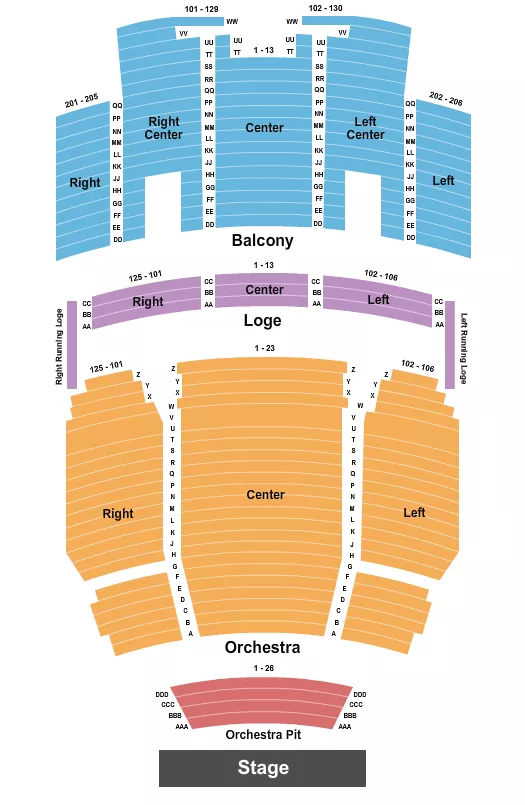 seating chart for Kingsbury Hall - End Stage - eventticketscenter.com