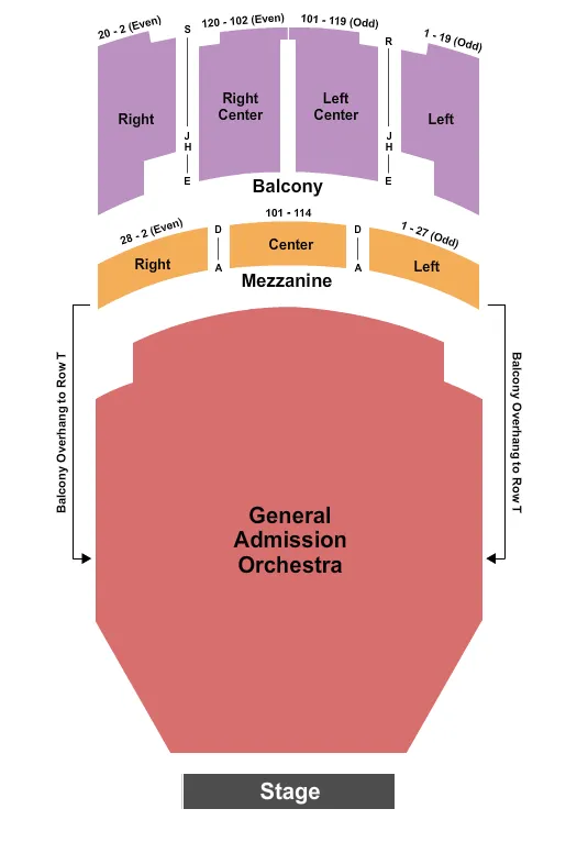 seating chart for Kirby Center for the Performing Arts - Endstage GA Flr - eventticketscenter.com