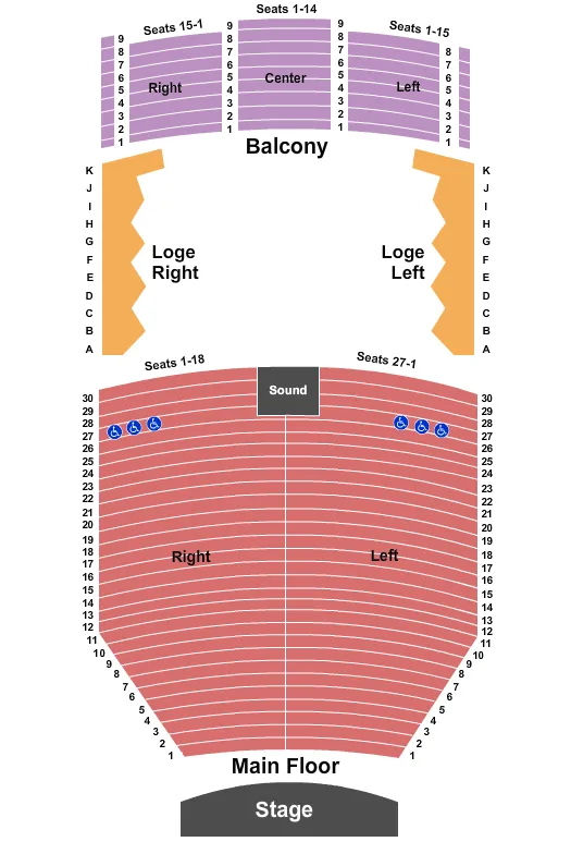 seating chart for Kirkland Fine Arts Center - End Stage - eventticketscenter.com