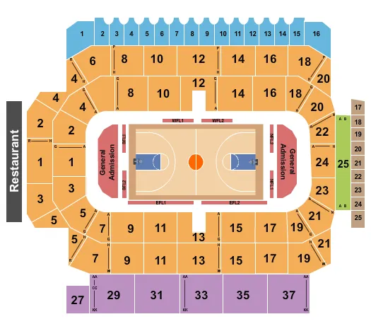 seating chart for Kitchener Memorial Auditorium - Basketball - eventticketscenter.com