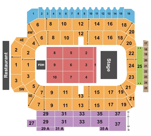 seating chart for Kitchener Memorial Auditorium - Bryan Adams - eventticketscenter.com