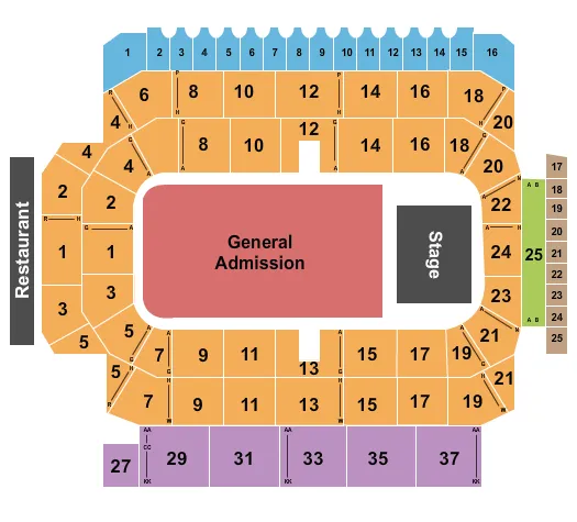 seating chart for Kitchener Memorial Auditorium - Endstage GA Floor - eventticketscenter.com