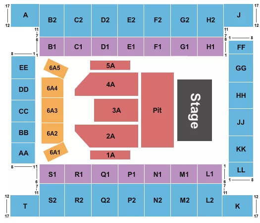 seating chart for Knoxville Civic Coliseum - Endstage GA Pit 2 - eventticketscenter.com