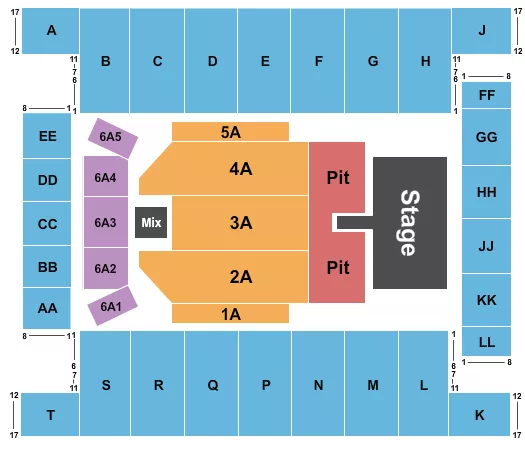 seating chart for Knoxville Civic Coliseum - Jon Pardi - eventticketscenter.com