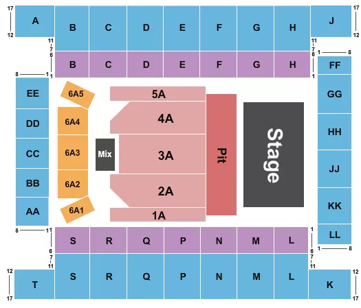 seating chart for Knoxville Civic Coliseum - Justin Moore 2 - eventticketscenter.com