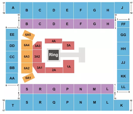 seating chart for Knoxville Civic Coliseum - WWE - eventticketscenter.com