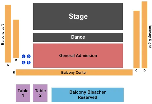 seating chart for Knuckleheads Saloon Indoor Stage - Endstage GA/Rsv Balc - eventticketscenter.com