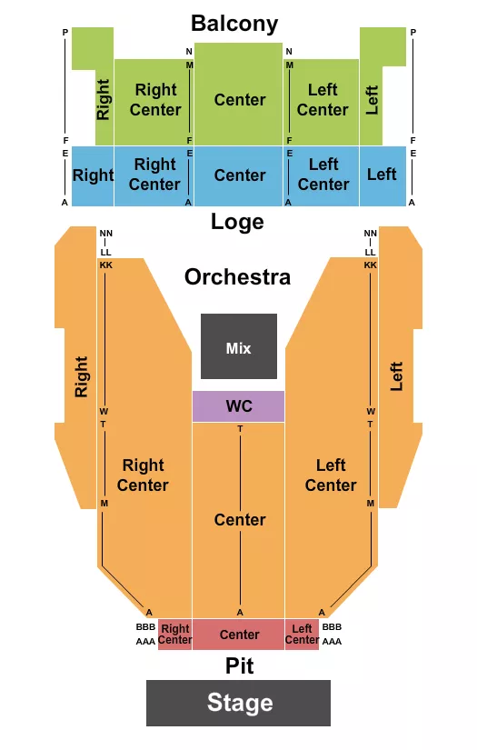 seating chart for Kodak Center Theater - Endstage 3 - eventticketscenter.com