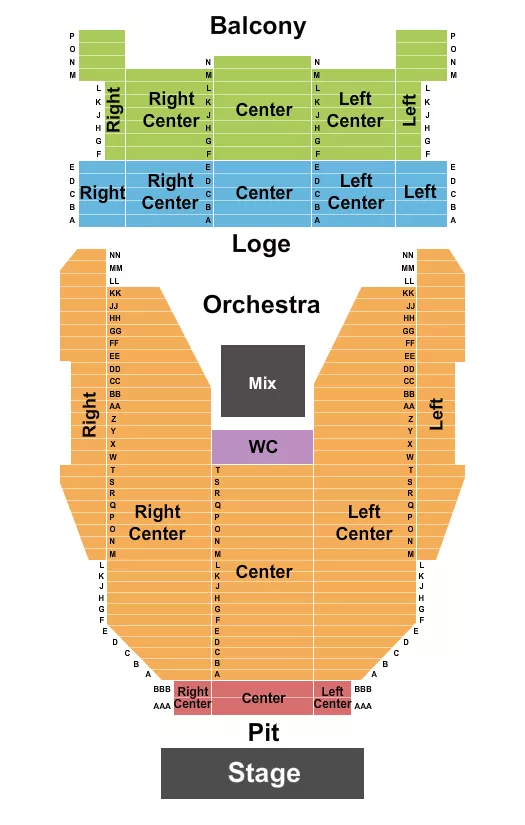 seating chart for Kodak Center Theater - Endstage 3 - eventticketscenter.com