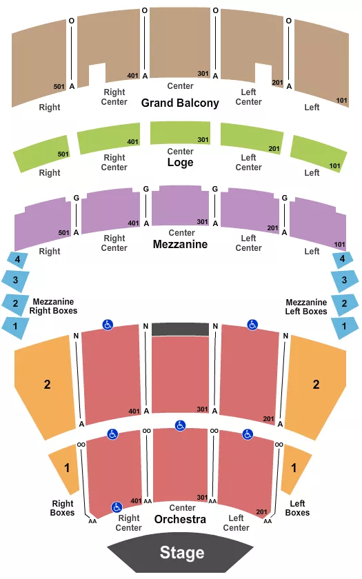 seating chart for Kodak Hall at Eastman Theatre - End Stage - eventticketscenter.com