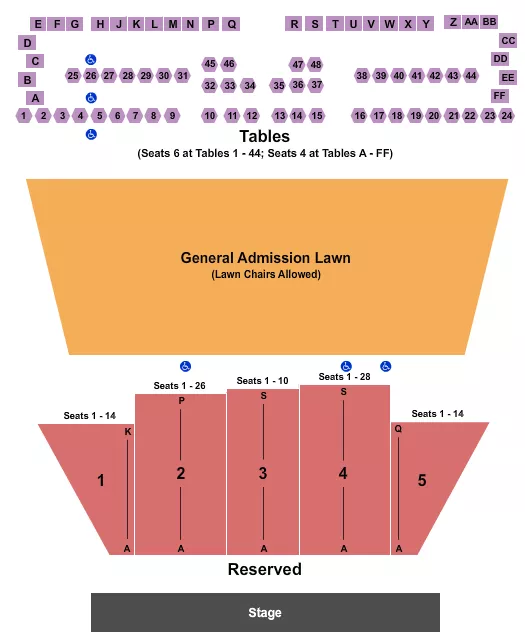 seating chart for Koka Booth Amphitheatre At Regency Park - Reserved Lawn Tables 3 - eventticketscenter.com